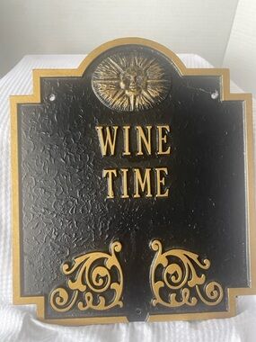 Whitehall Black and Gold Wine Time Plaque